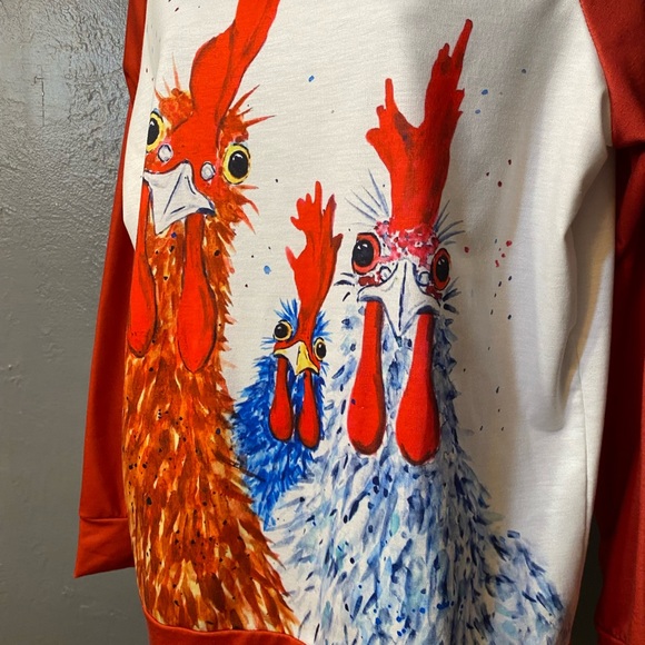 NO LABEL Funny Chicken Baseball Style T-Shirt - Picture 9 of 16